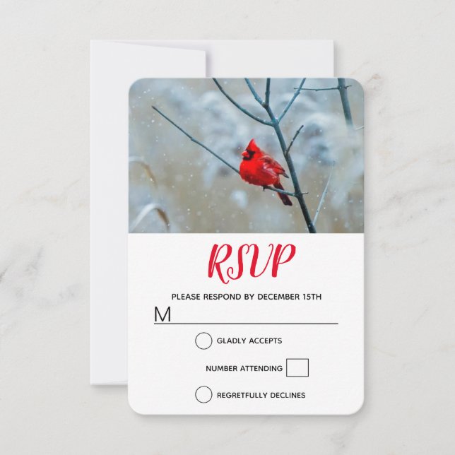 Red Cardinal in Winter Nature Photo jul OSA Kort (Framsida)