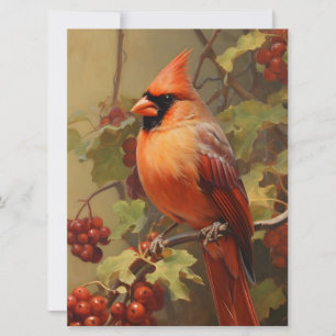 Red Cardinal och Vild Forest Berries Kort