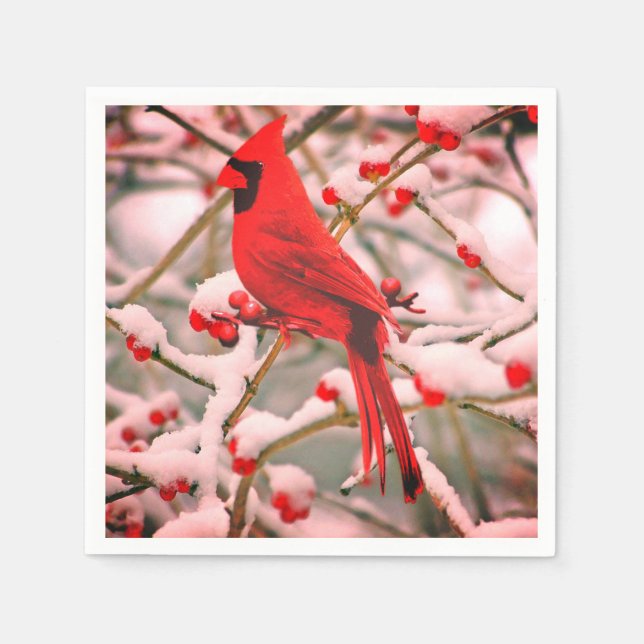Red Cardinal Party Napkins Pappersservett (Framsidan)