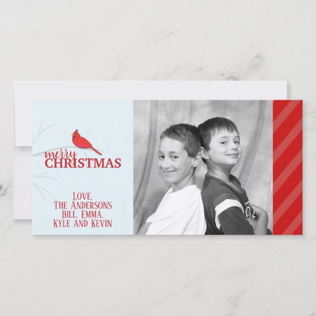 Red Cardinal Photo Helgdag Card Julkort (Framsida)