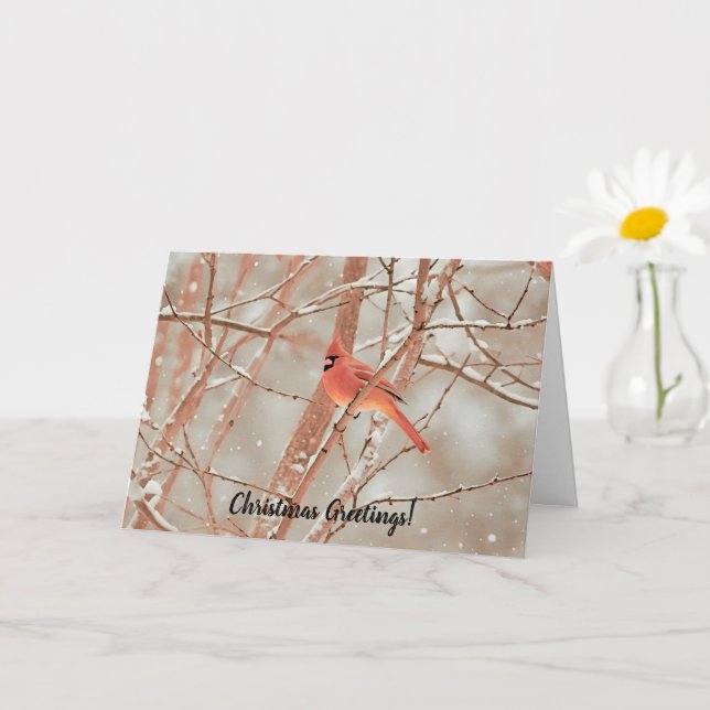 Red Cardinal Snö Bird Art Helgdag Card Kort (Liten växt)