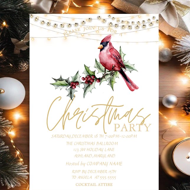 Red Cardinal Stars Red jul Inbjudningar (Skapare uppladdad)