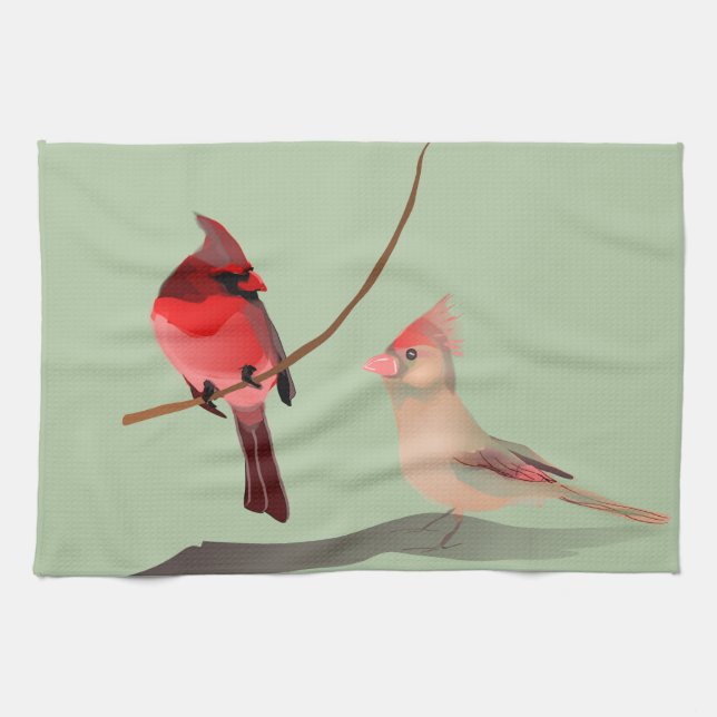 Red Cardinal Winter Bird Kökshandduk (Horisontell)