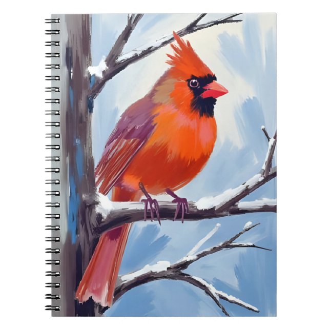 Red Cardinal Winter Watercolor Anteckningsbok (Framsidan)