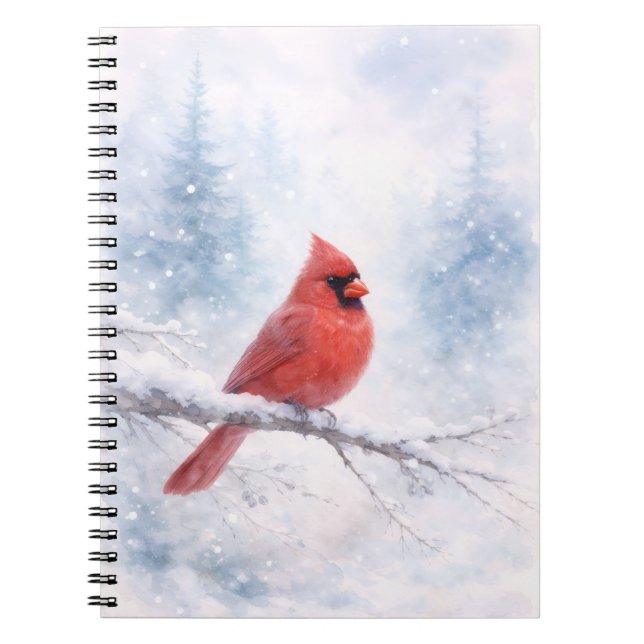 Red Cardinal Winter Watercolor Art Print  Anteckningsbok (Framsidan)