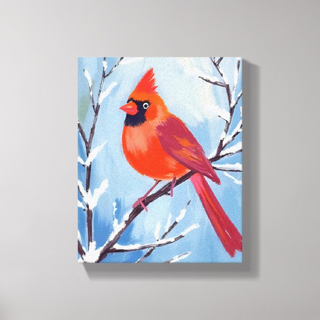 Red Cardinal | Winter Watercolor Holiday Canvastryck (Framsida)