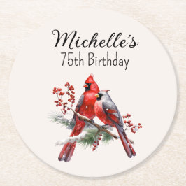 Red Cardinals 75:e Birthday Underlägg Papper Rund