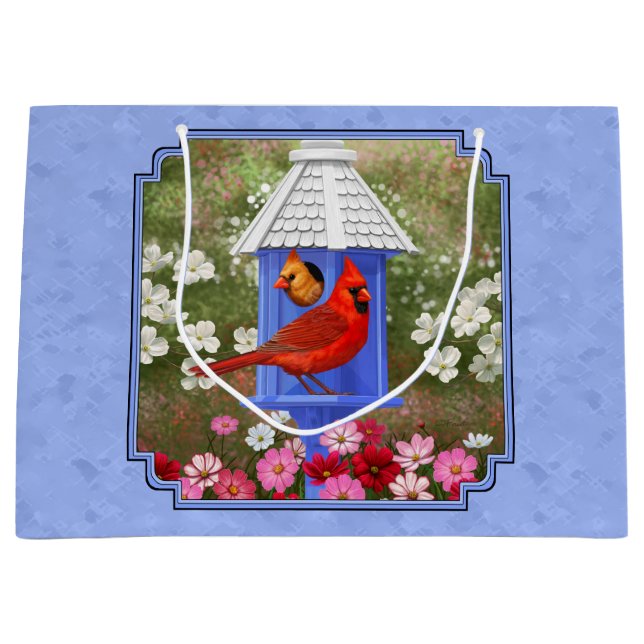 Red Cardinals Bird House Blomsterträdgård (Framsidan)