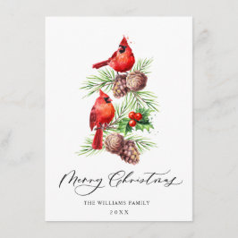 Red Cardinals Holly Berry jul Hälsning Julkort