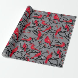 Red Cardinals Mönster Winter Woodland jul Presentpapper