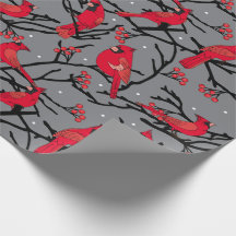 Red Cardinals Mönster Winter Woodland jul