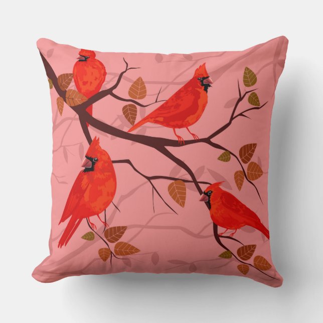Red Cardinals Pillow Kudde (Framsida)