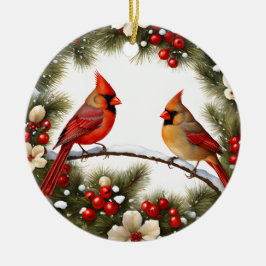 Red Cardinals Snö Birds Memorial Gift Ideas Julgransprydnad Keramik