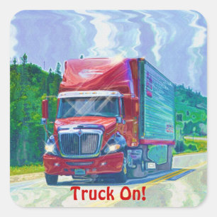 Red Cargo Lastbil Big Rig Driver Sticker Series Fyrkantigt Klistermärke