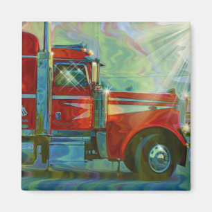 RED CARGO LASTBIL BIG RIG TRUCKERS Magnet