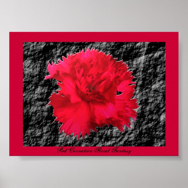 Red Carnation Blommigt Fantasy Print Poster (Framsidan)