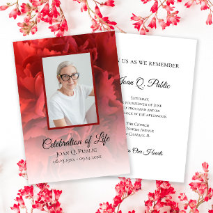 Red Carnation Blommigt Firande of Life Funeral Inbjudningar