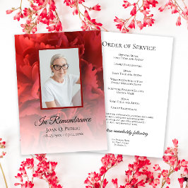 Red Carnation Blommigt Funeral Service Program