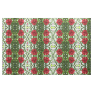 Red Carnation Blommigt Patterned Fabric Tyg