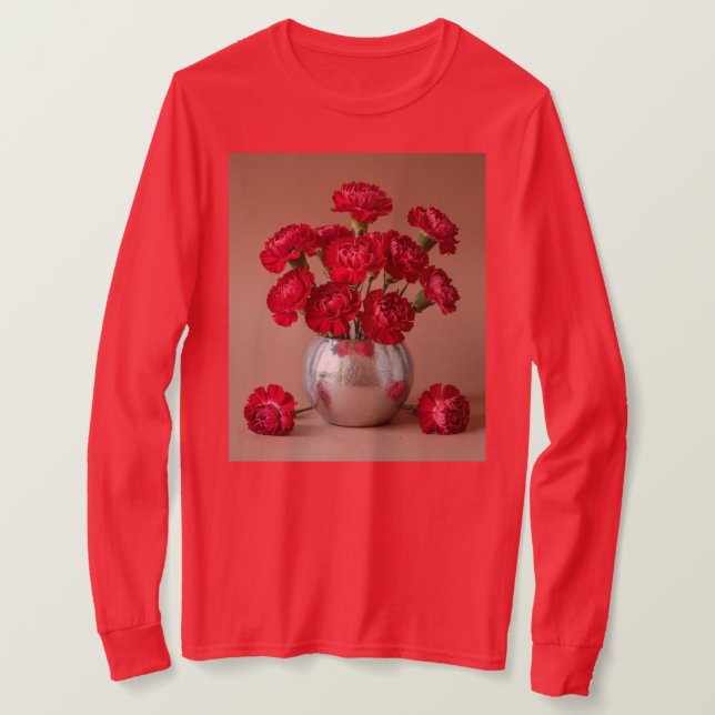Red Carnation Bouquet Långärmad T Shirt (Design framsida)