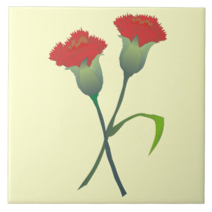 Red Carnation Buds Decorative Tile Kakelplatta