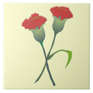 Red Carnation Buds Decorative Tile Kakelplatta