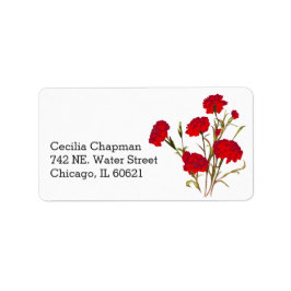 Red Carnation Flower Personlig Returadress Adressetikett