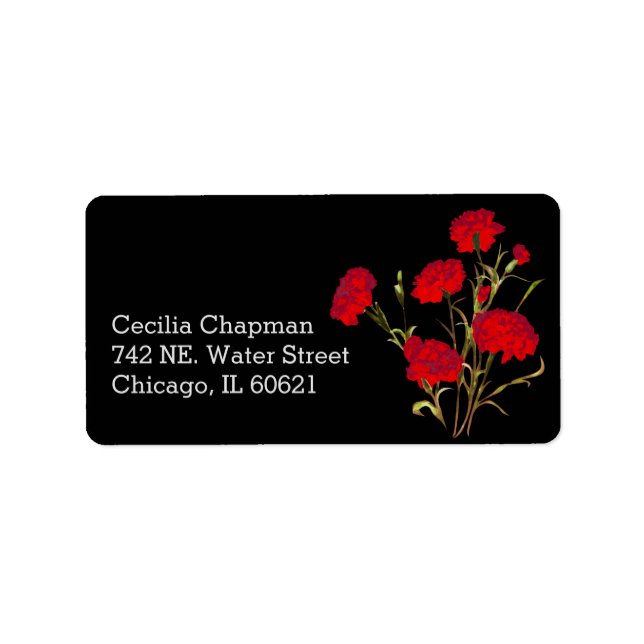 Red Carnation Flower Personlig Returadress Adressetikett (Framsidan)