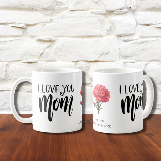 Red Carnation I Kärlek You Mamma Blommigt Kaffemugg (Skapare uppladdad)