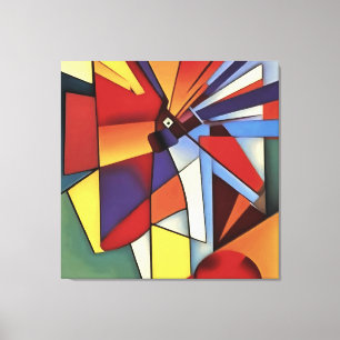 Red Carnation in a Vas Geometric Abstrakt Art Canvastryck