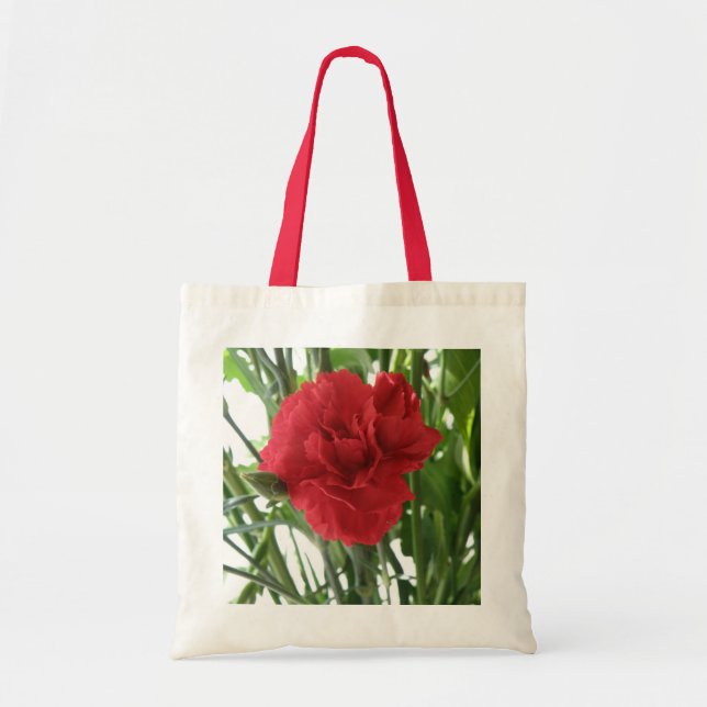 Red Carnation Tote Bag Tygkasse (Framsidan)