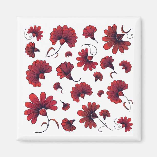 Red Carnation Vector Mönster Flower Magnet (Framsidan)