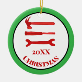 Red Carpenters Verktyg 2025-jul Julgransprydnad Keramik