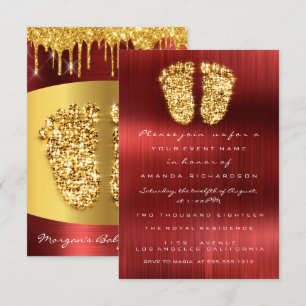 Red Carpet Drifts Guld Royal Baby Shower Feet Boy Inbjudningar