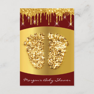 Red Carpet Drifts Guld Royal Baby Shower Feet Girl Inbjudningar
