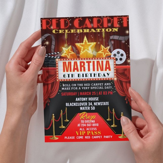 Red Carpet Födelsedagsfest inbjudan (Red Carpet Birthday Party Invitation )