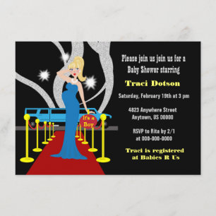 Red carpet Hollywood Baby Shower Inbjudningspojke Inbjudningar