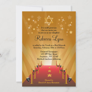Red Carpet Hollywood Star Bat mitzvah Inbjudningar