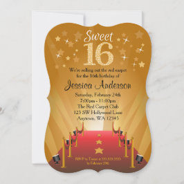 Red Carpet Hollywood Star Sweet 16 Birthday Inbjudningar