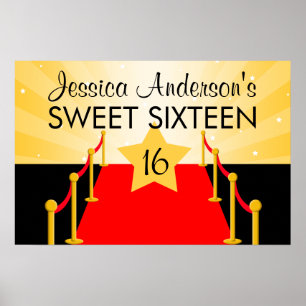 Red Carpet Hollywood Sweet 16 Födelsedagsfester Poster