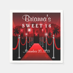Red Carpet Hollywood Sweet 16 Personlig Napkin Pappersservett