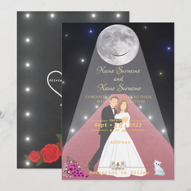 Red Carpet-moonlight Inbjudningar (Fram/baksida)
