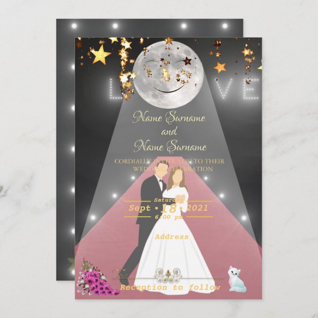 Red Carpet-moonlight Inbjudningar (Fram/baksida)