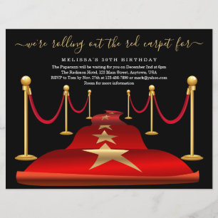 Red Carpet ThMened Party med Faux Gold Foil Flyer