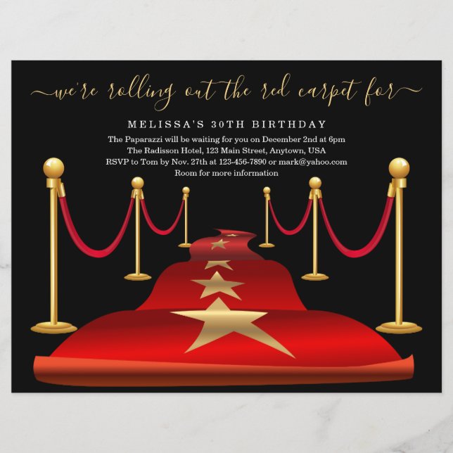 Red Carpet ThMened Party med Faux Gold Foil Flyer (Framsidan)