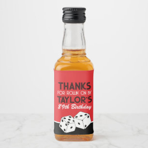 Red Casino Dice Birthday Favor Spritflaskor Etikett