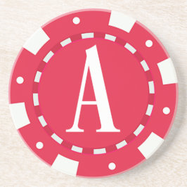 RED CASINO POKER CHIP MONOGRAM INITAL LETTER A UNDERLÄGG