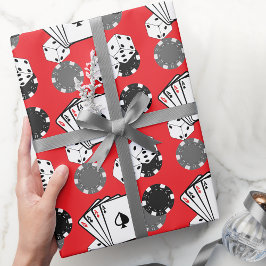 Red Casino Poker Party Wrapping Papper Presentpapper