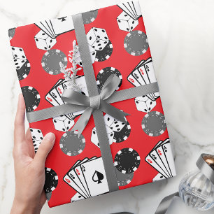 Red Casino Poker Party Wrapping Papper Presentpapper