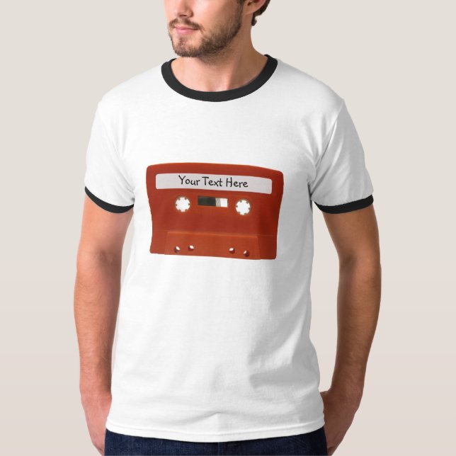 Red Cassette Tape Anpassade T-Shirt (Framsida)